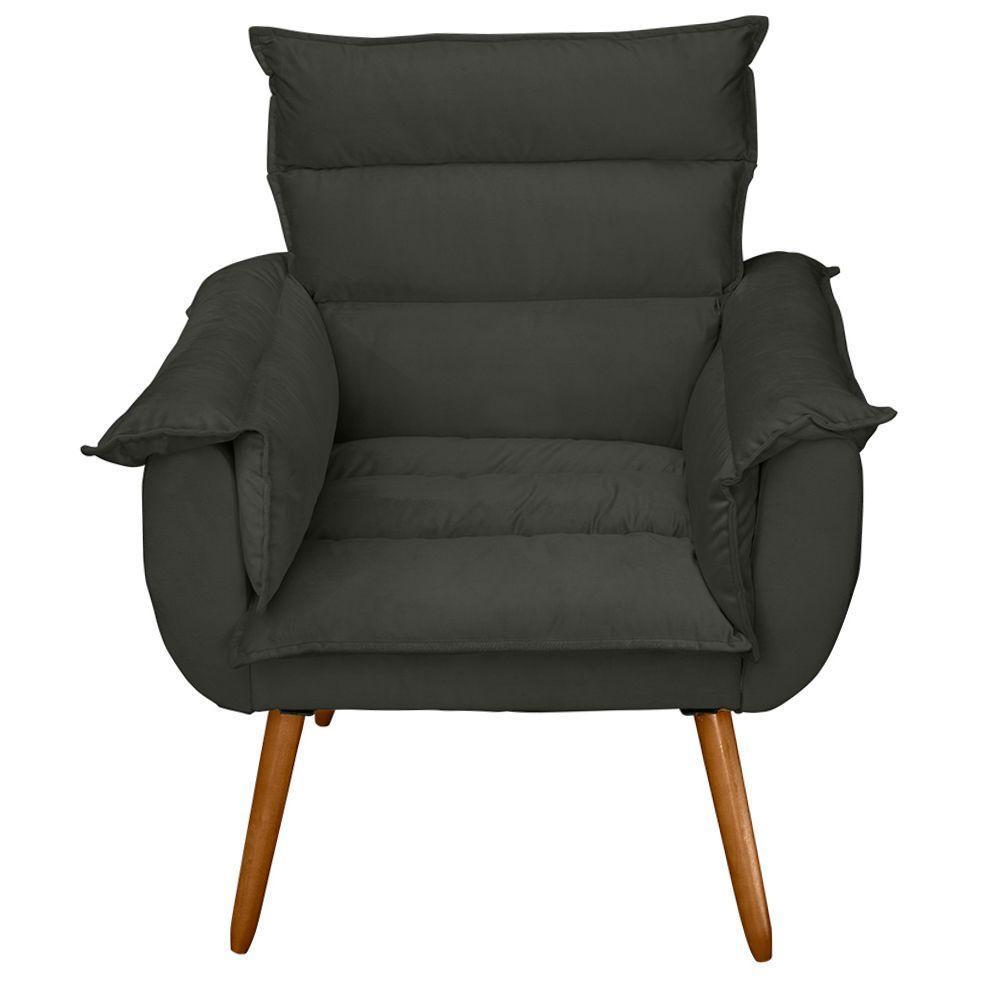 Kit 04 Poltronas Decorativas Modernas Sala E Recepção Monza Pés Palito Veludo Cinza - Abmaza - 5