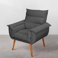 Kit 04 Poltronas Decorativas Modernas Sala E Recepção Monza Pés Palito Veludo Cinza - Abmaza - 2