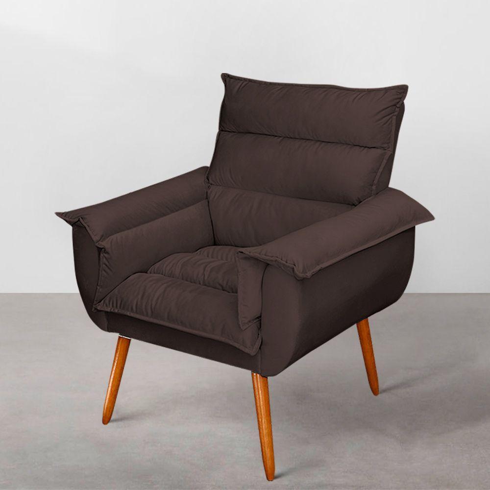 Kit 04 Poltronas Decorativas Modernas Sala E Recepção Monza Pés Palito Suede Marrom - Abmaza - 2