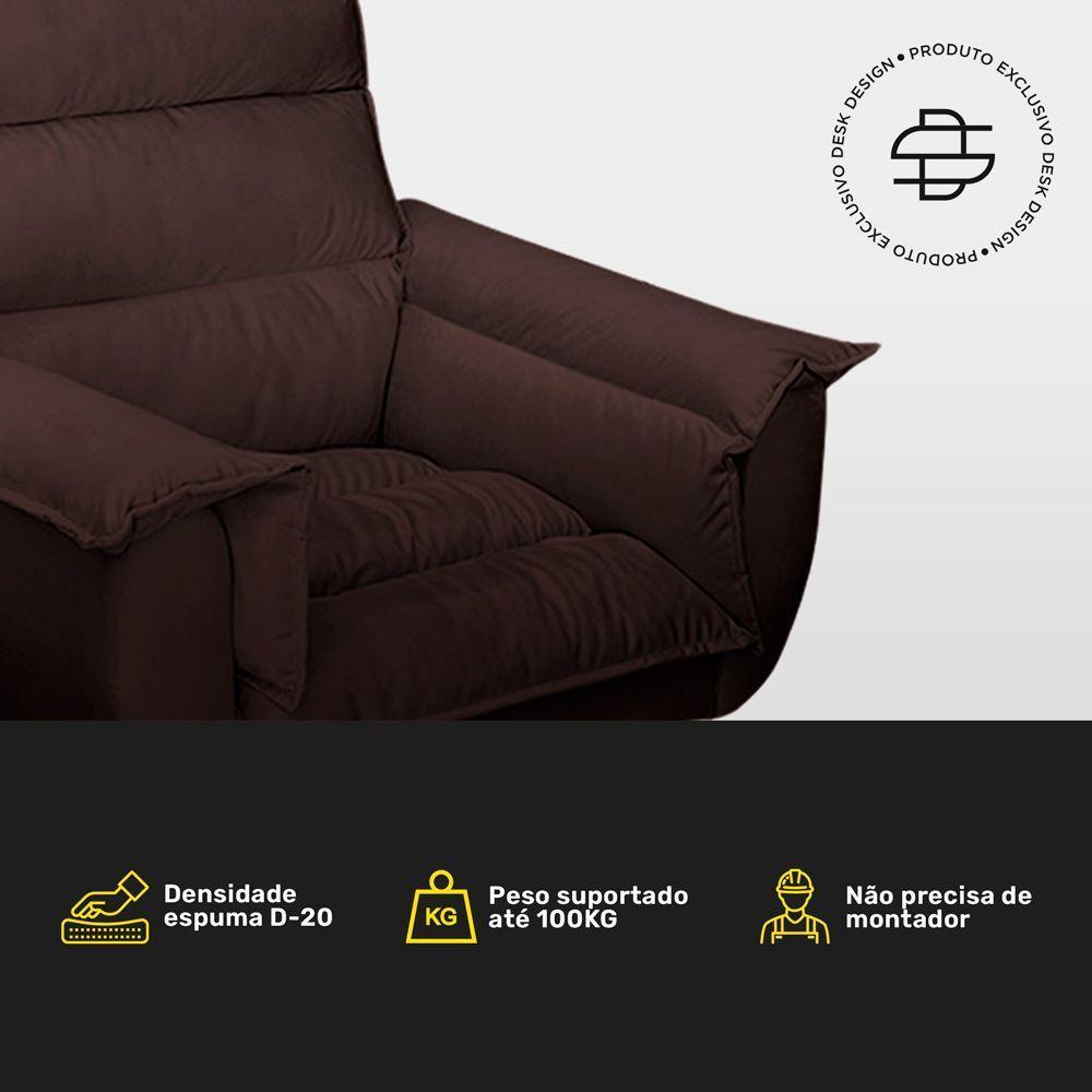 Kit 04 Poltronas Decorativas Modernas Sala E Recepção Monza Pés Palito Suede Marrom - Abmaza - 3