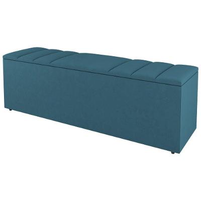 Calçadeira Baú Casal Grace 140cm Suede Turquesa - Abmaza