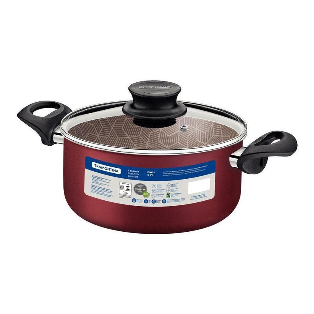 Caçarola Paris Alum. Antiad. 26cm 6,3 L Vermelho Tramontina - 1