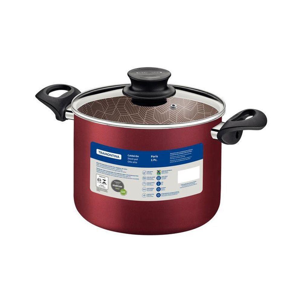 Caldeirão Paris Alum. Antiad. 20 Cm 4,2l Vermelho Tramontina - 1
