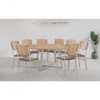Conjunto Mesa Oliva 150cm 8 Cadeiras Confort Laminado Gol Decor Cinamomo-champagne-marrom-champagne - 3