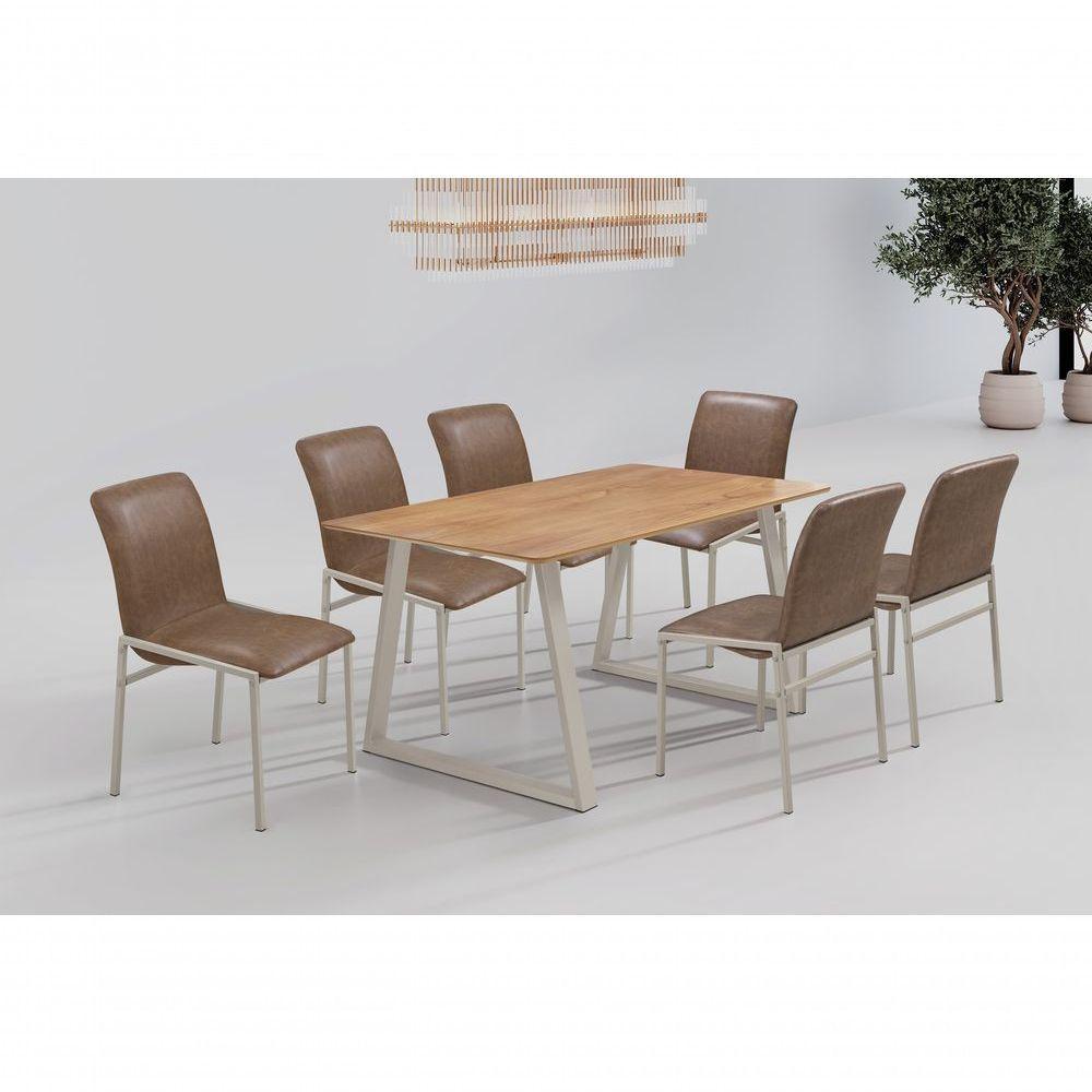 Conjunto Mesa Tóquio 160cm 6 Cadeiras Premium Gol Decor Laminado Cinamomo-champagne-marrom-branco - 4