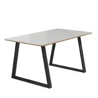 Conjunto Mesa Tóquio Tampo Vidro 160cm 6 Cadeiras Lisboa Gol Decor Vidro Off White-preto-tecido Bege-preto - 1