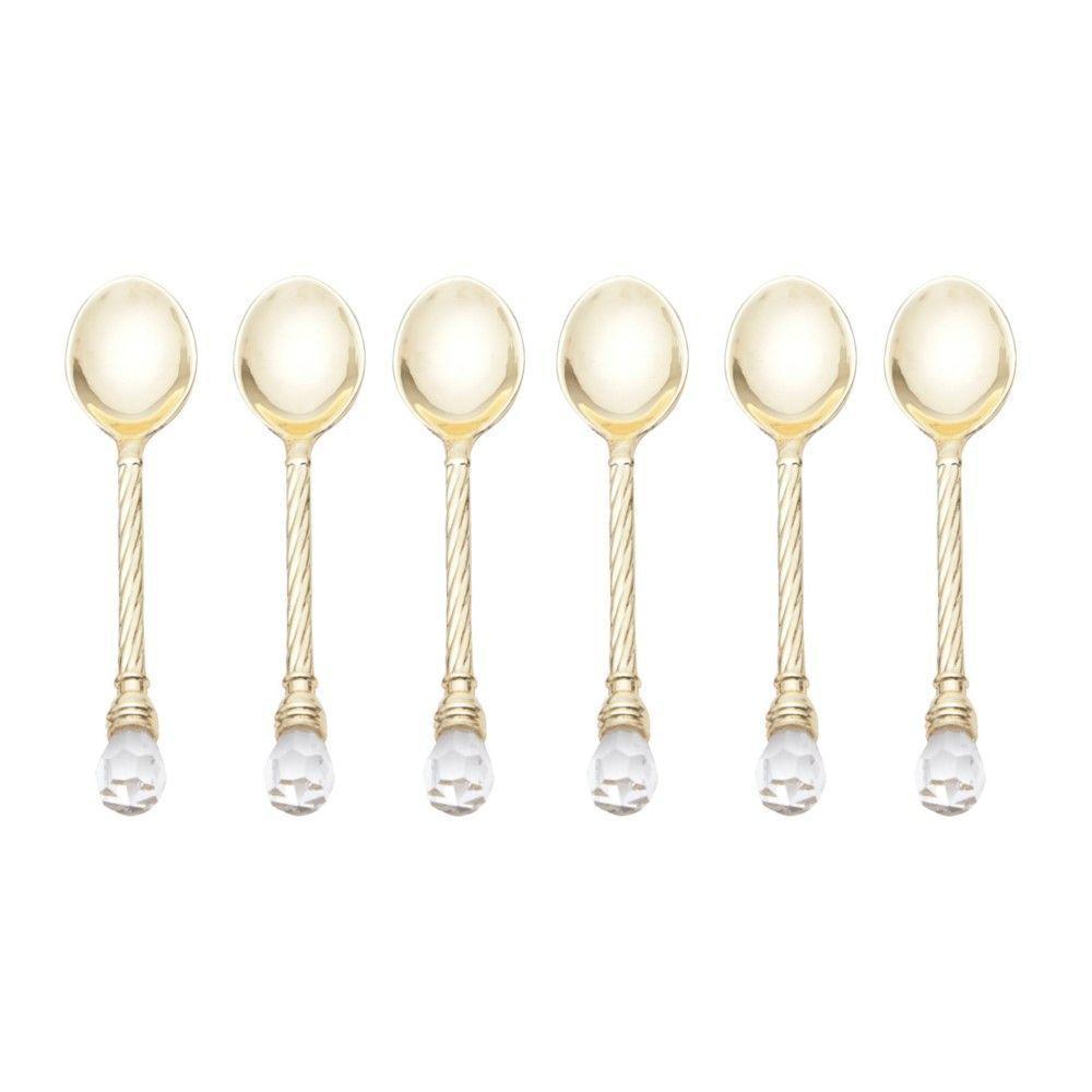 Conjunto 6 Colheres De Café De Zamac Crystal Dourado 11 Cm Wolff - 1