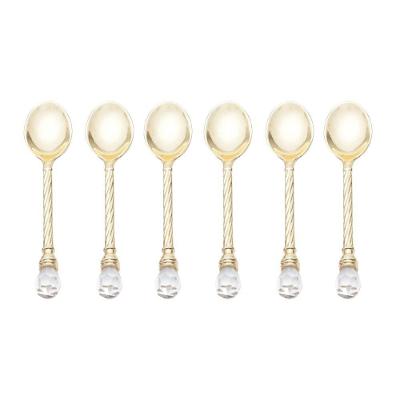 Conjunto de Colheres de Café Crystal 6 Peças Zamac Dourado para Servir Wolff
