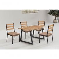 Conjunto Mesa Tóquio 120cm 4 Cadeiras Londres Gol Decor Cinamomo-preto-marrom-preto - 3