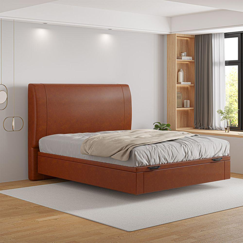 Cama Baú Flutuante Space Casal Couro Ecológico Pu - Skybox Cor Pu Telha - 1