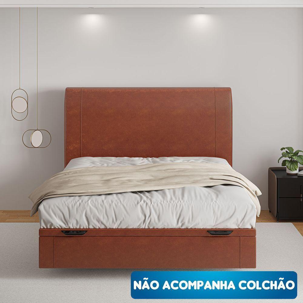 Cama Baú Flutuante Space Casal Couro Ecológico Pu - Skybox Cor Pu Telha - 3