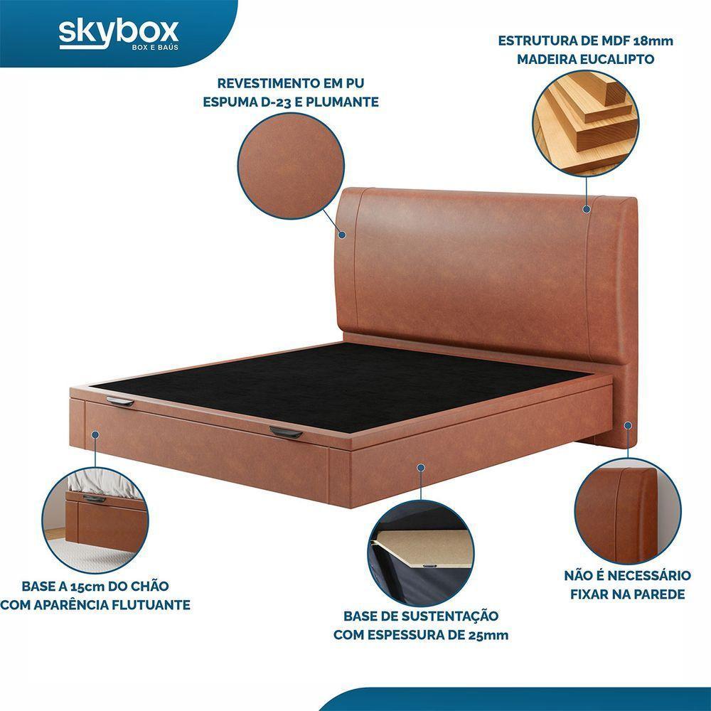 Cama Baú Flutuante Space Casal Couro Ecológico Pu - Skybox Cor Pu Telha - 4