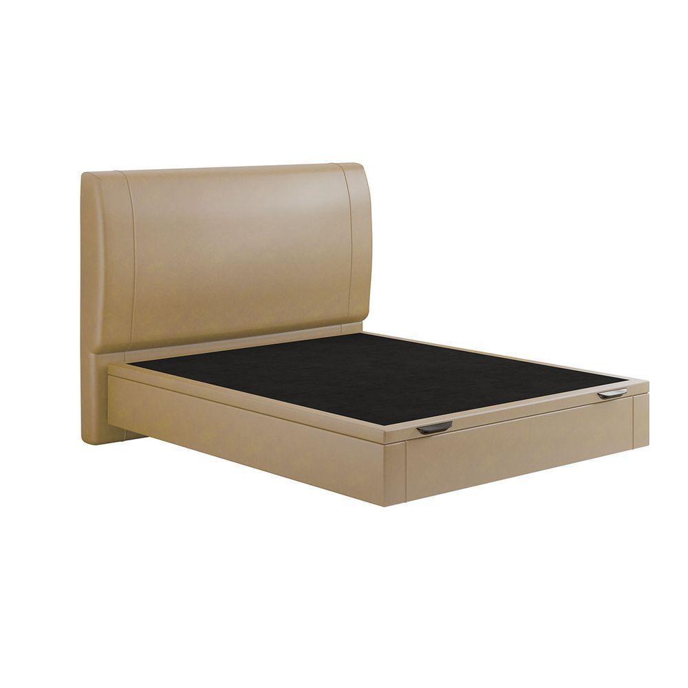 Cama Baú Flutuante Space Casal Couro Ecológico Pu - Skybox Cor Pu Bege - 6