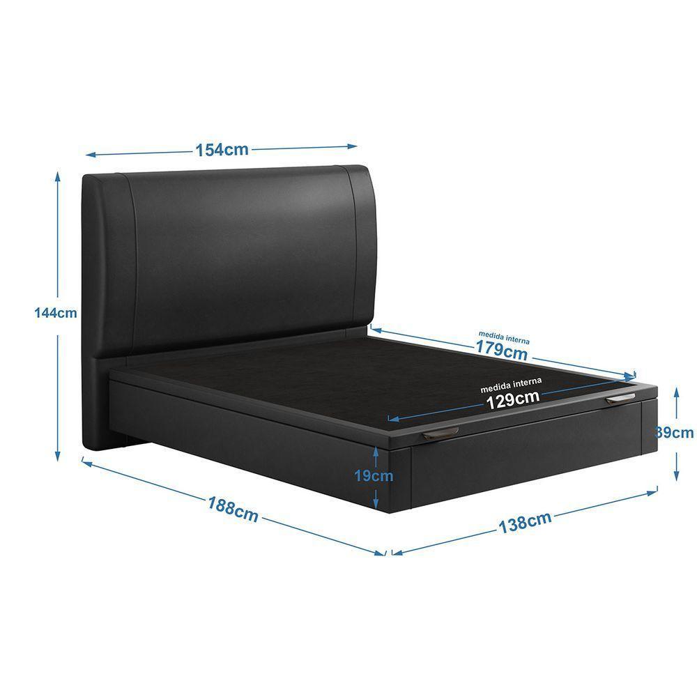 Cama Baú Flutuante Space Casal Couro Ecológico Pu - Skybox Cor Pu Preto - 5