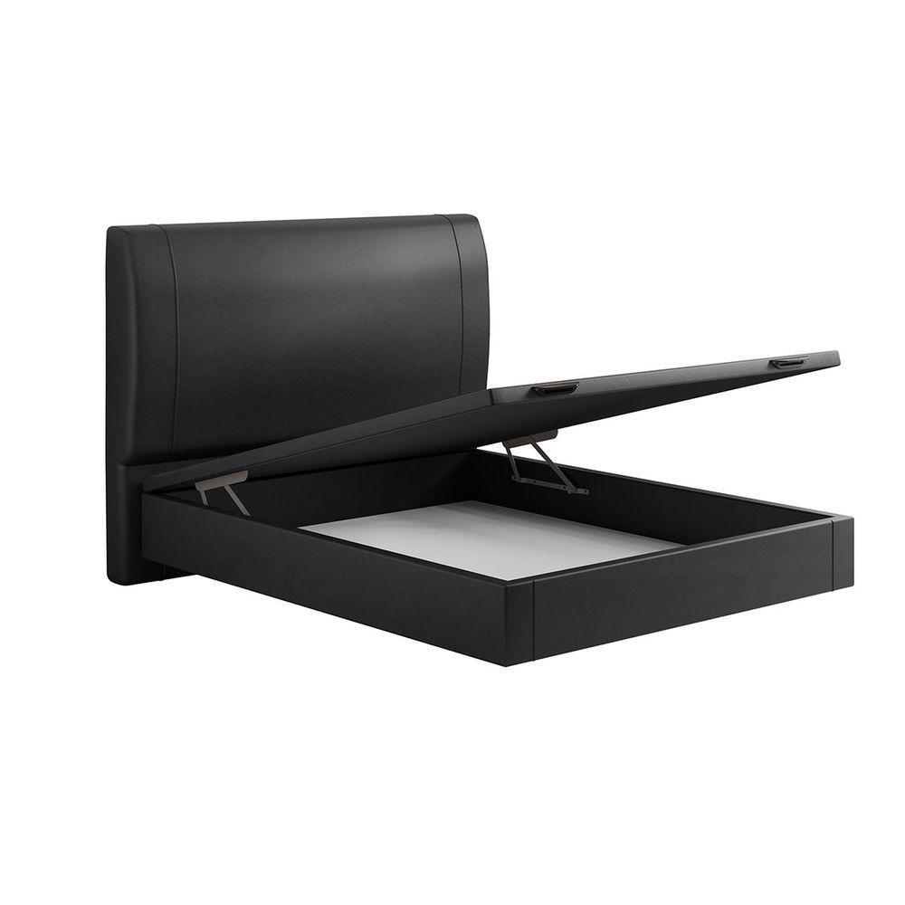 Cama Baú Flutuante Space Casal Couro Ecológico Pu - Skybox Cor Pu Preto - 8