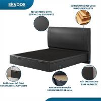 Cama Baú Flutuante Space Casal Couro Ecológico Pu - Skybox Cor Pu Preto