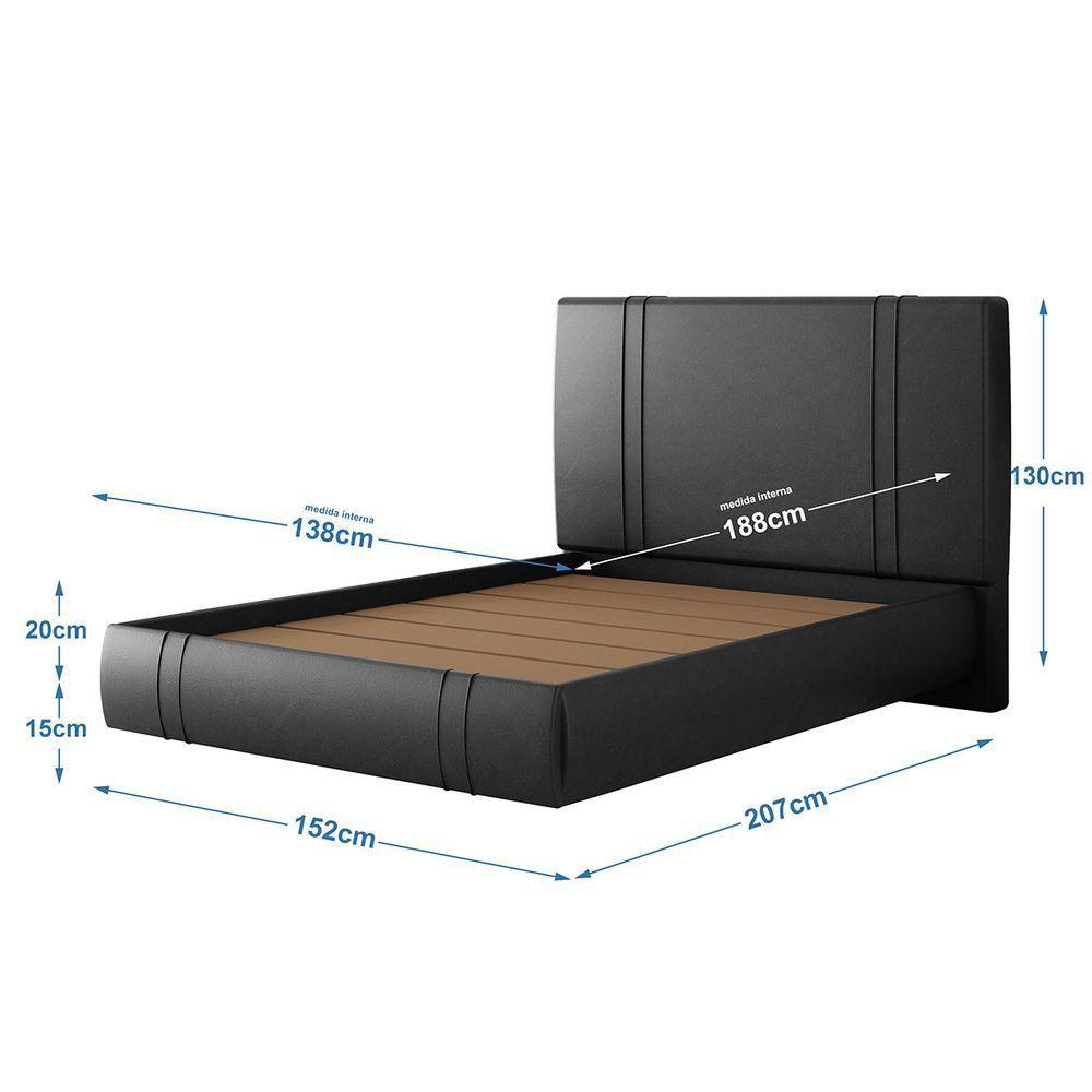 Cama Flutuante Star Casal Couro Ecológico Pu - Skybox Cor Pu Preto - 5