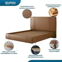 Cama Flutuante Star Casal Couro Ecológico Pu - Skybox Cor Pu Caramelo