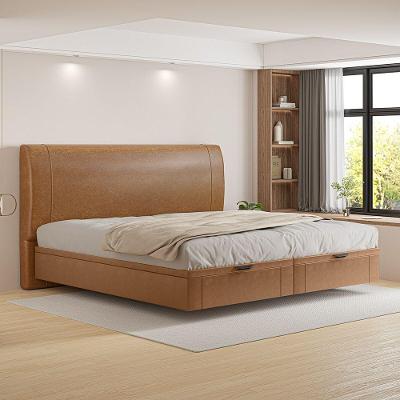 Cama Baú Flutuante Space King Size Couro Ecológico Pu - Skybox Cor Pu Caramelo