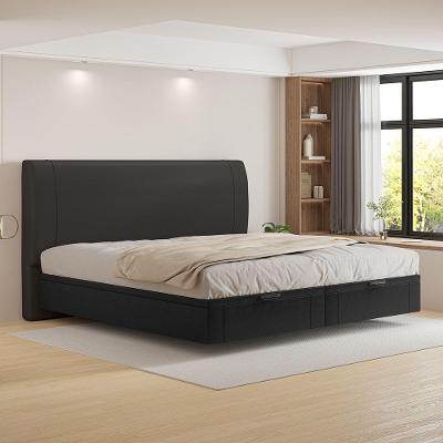 Cama Baú Flutuante Space King Size Couro Ecológico Pu - Skybox Cor Pu Preto
