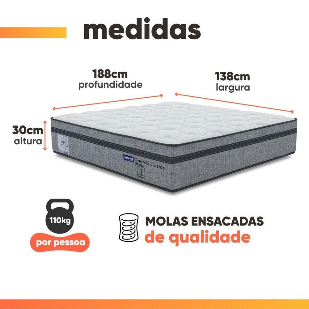 Colchão Casal Probel Molas Ensacadas Euro In 138x188x30cm Guarda Costas Stone Branco-cinza Branco - Cinza - 4