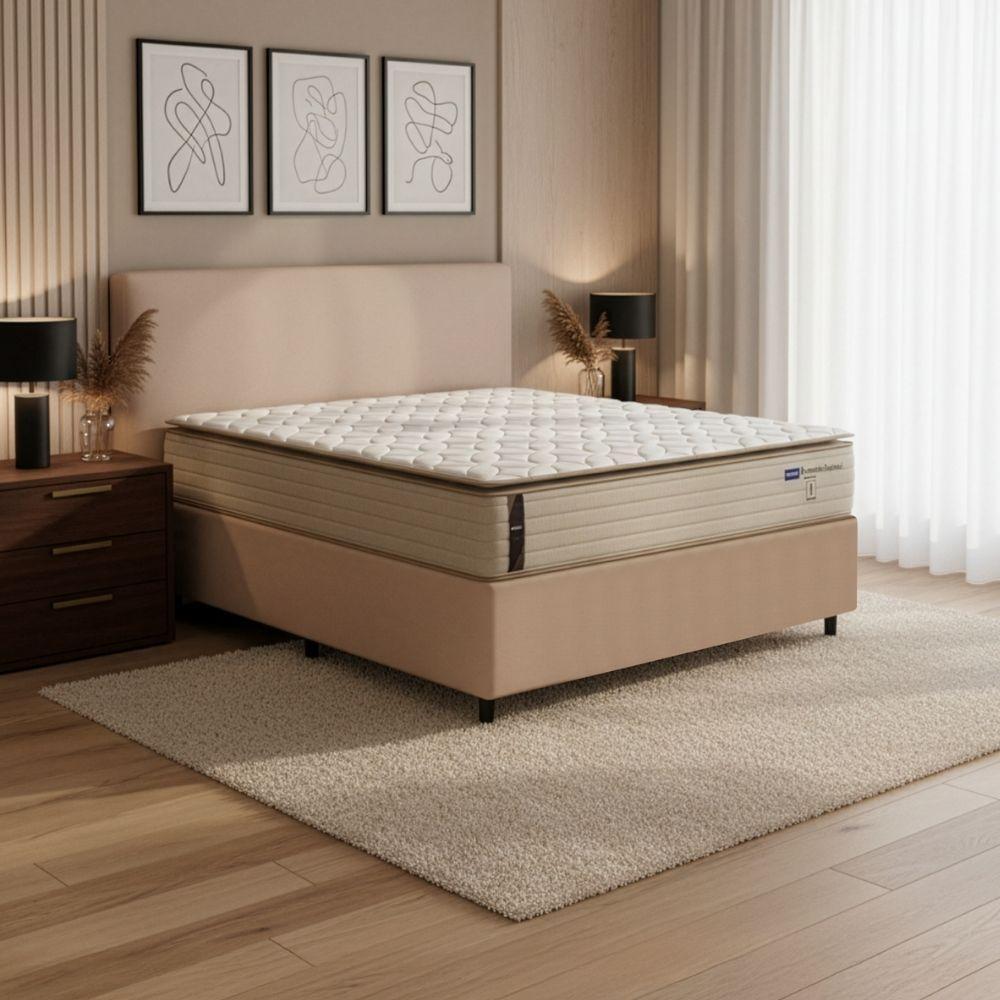 Colchão King Probel Molas Ensacadas Pillow Top 193x203x30cm Guarda Costas Genova Branco-bege Branco - Bege - 2