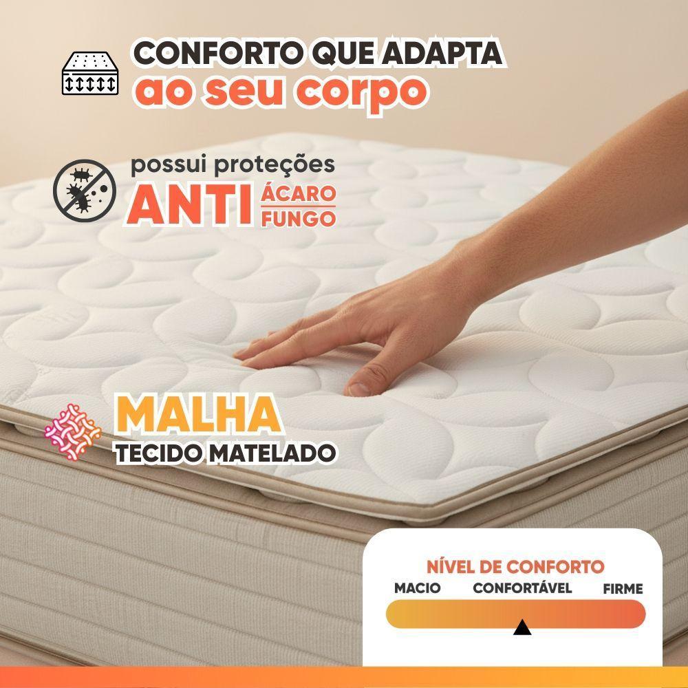 Colchão King Probel Molas Ensacadas Pillow Top 193x203x30cm Guarda Costas Genova Branco-bege Branco - Bege - 4