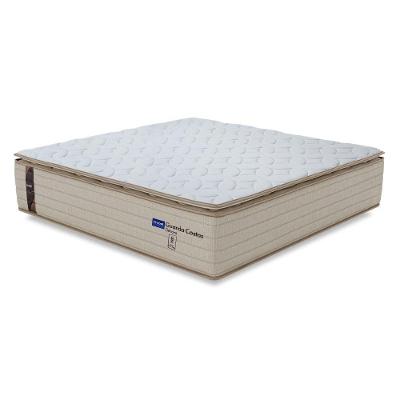 Colchão King Probel Molas Ensacadas Pillow Top 193x203x30cm Guarda Costas Genova Branco-bege Branco - Bege