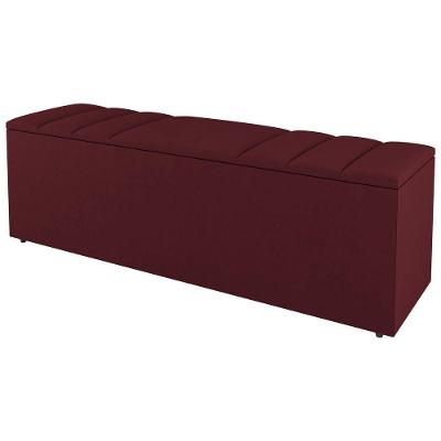 Calçadeira Baú Casal Grace 140cm Suede Bordô - Abmaza