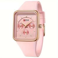Relógio Quadrado De Quartzo Feminino Da Ofns, à Prova D'água Rosa - 1