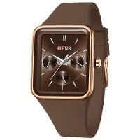 Relógio Quadrado De Quartzo Feminino Da Ofns, à Prova D'água Café - 1