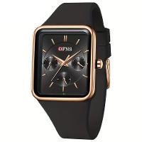 Relógio Quadrado De Quartzo Feminino Da Ofns, à Prova D'água Rosa Preto - 1