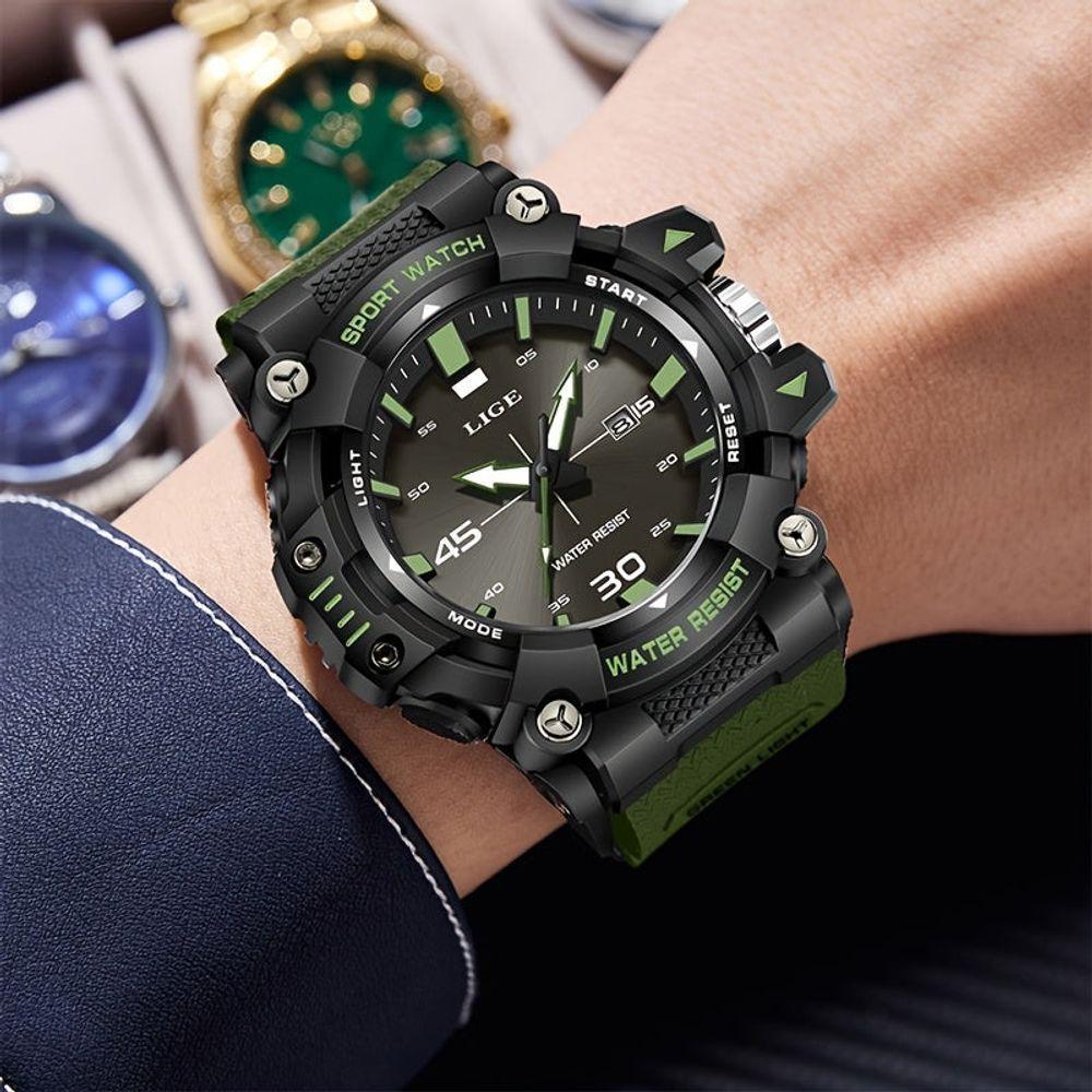 Relógio Lige Masculino Moderno Luminoso Analógico-digita Verde - 4