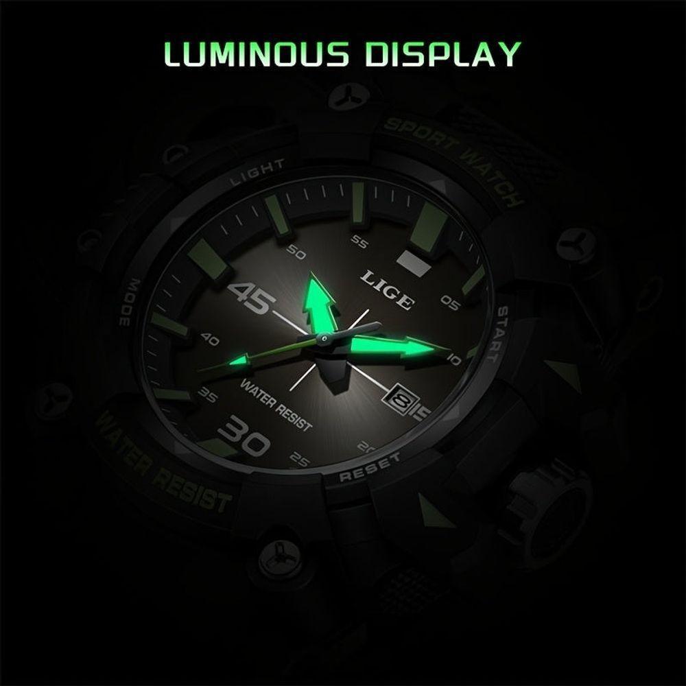 Relógio Lige Masculino Moderno Luminoso Analógico-digita Verde - 5