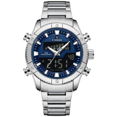 Relógio De Quartzo Eletrônico Luminoso à Prova Dágua Pulseira Aço Inoxidável Azul