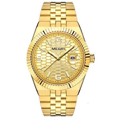 Relógio Masculino Pulseira De Aço Inoxidável Quartzo à Prova D´agua Casual Dourado