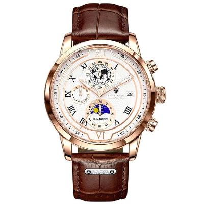 Relógio Masculino De Negócios Quartzo Esportivo à Prova D 'água Marrom