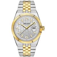 Relógio Masculino Pulseira De Aço Inoxidável Quartzo à Prova D´agua Casual Prata Dourado - 1