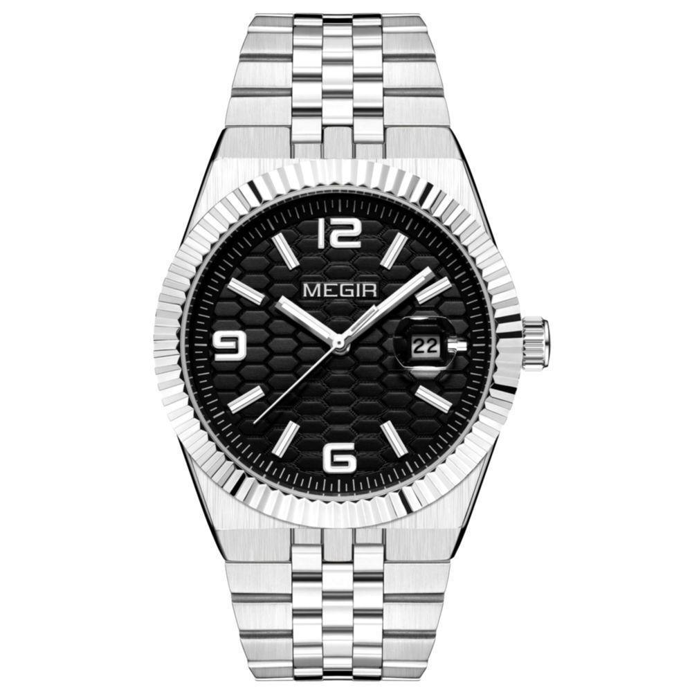 Relógio Masculino Pulseira De Aço Inoxidável Quartzo à Prova D´agua Casual Preto Dourado - 1