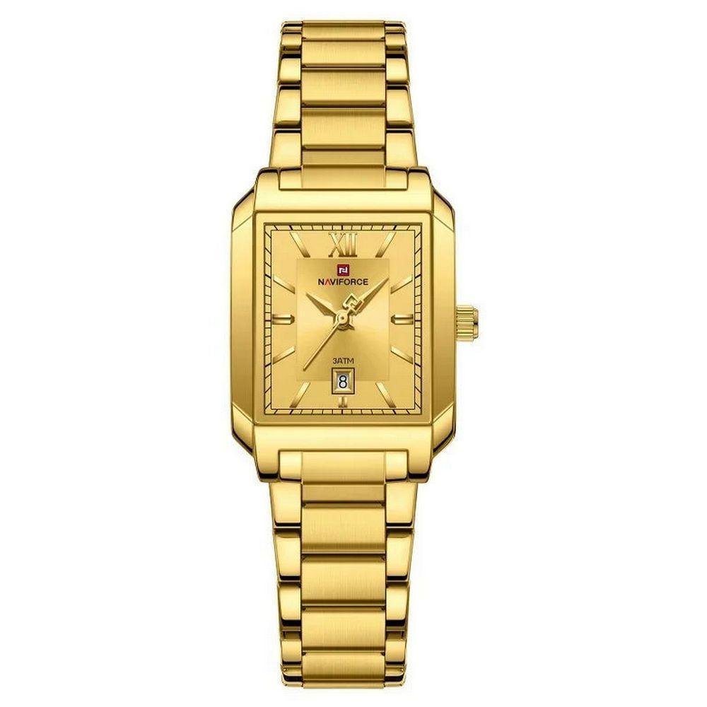 Relógio De Pulso Feminino Pulseira Aço Inoxidável Casual 30m à Prova D´agua Dourado - 1