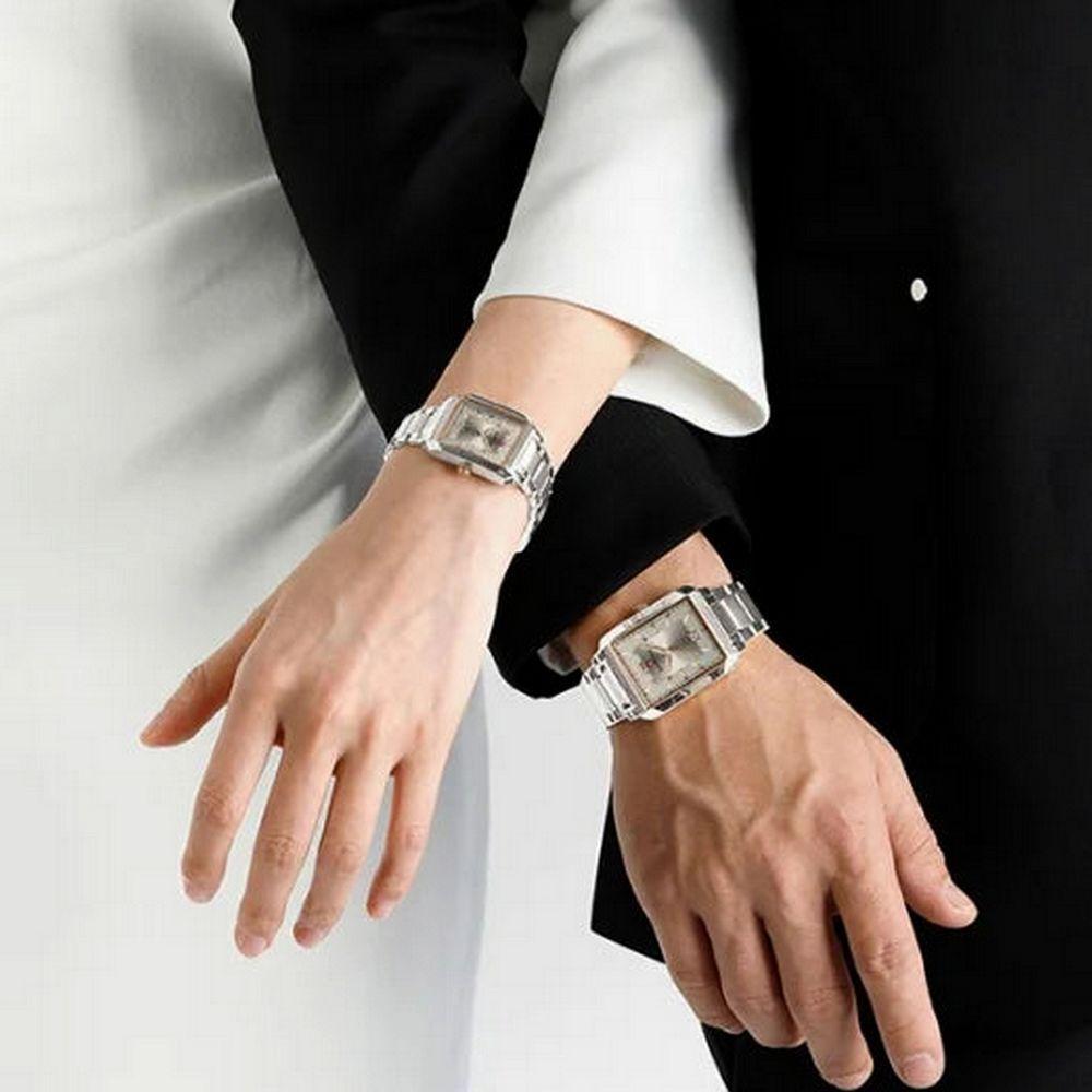 Relógio De Pulso Feminino Pulseira Aço Inoxidável Casual 30m à Prova D´agua Cinza Prata - 2