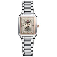 Relógio De Pulso Feminino Pulseira Aço Inoxidável Casual 30m à Prova D´agua Cinza Prata - 1