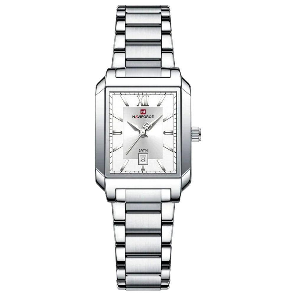 Relógio De Pulso Feminino Pulseira Aço Inoxidável Casual 30m à Prova D´agua Branco - 1