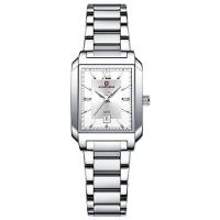Relógio De Pulso Feminino Pulseira Aço Inoxidável Casual 30m à Prova D´agua Branco - 1
