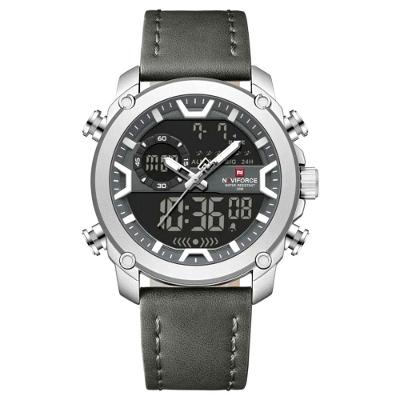 Relógio Masculino Negócios Casual Moda Dupla Exibição Esportivo Cinza