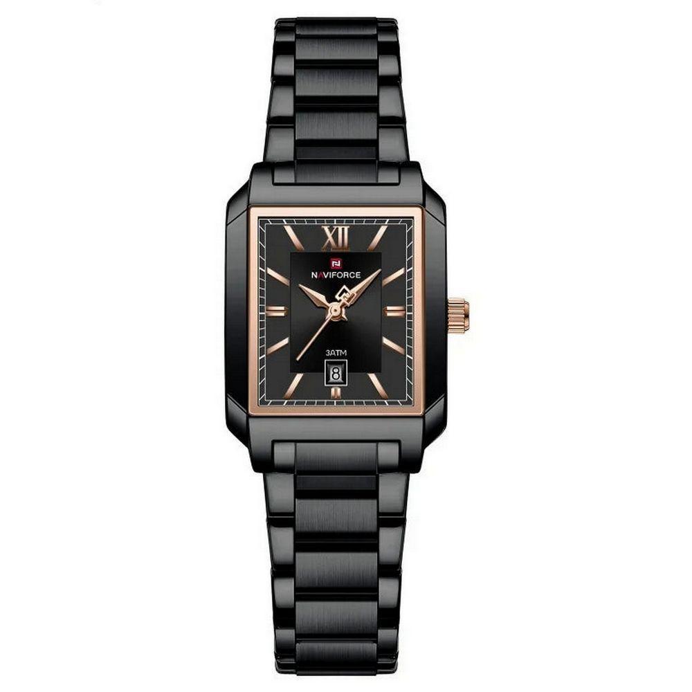 Relógio De Pulso Feminino Pulseira Aço Inoxidável Casual 30m à Prova D´agua Preto - 1