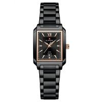 Relógio De Pulso Feminino Pulseira Aço Inoxidável Casual 30m à Prova D´agua Preto - 1