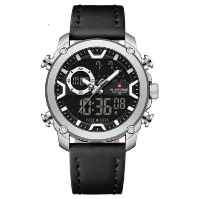 Relógio Masculino Negócios Casual Moda Dupla Exibição Esportivo Prata