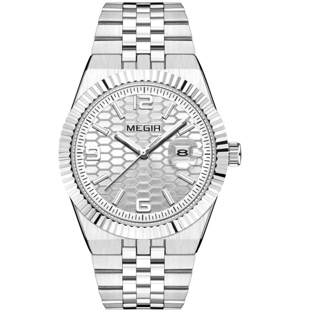 Relógio Masculino Pulseira De Aço Inoxidável Quartzo à Prova D´agua Casual Prateado - 1