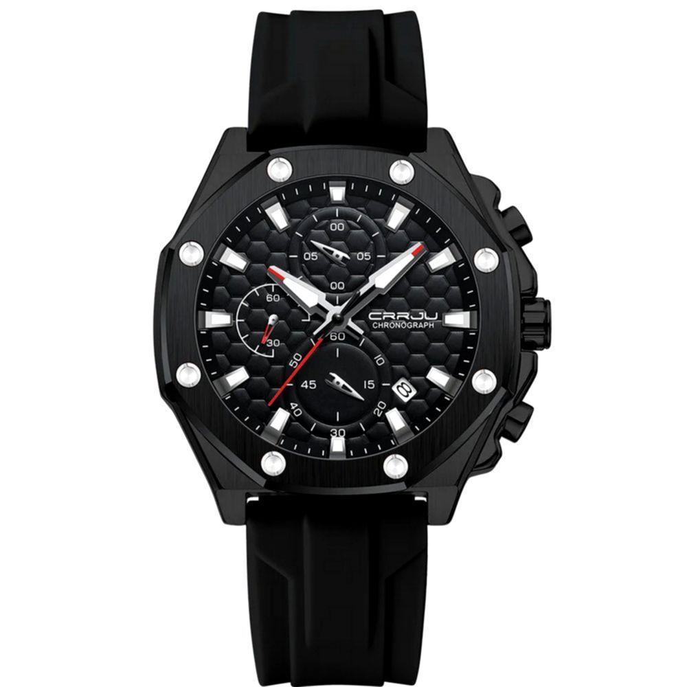 Relógio Masculino Esportivo Multifuncional Com Cronógrafo De Quartzo Impermeavel Preto - 1